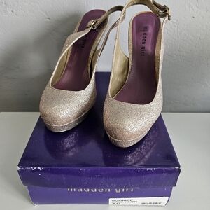 Y2K Madden Girl Sookiee (Rose) Gold Glitter Heels; Size 10